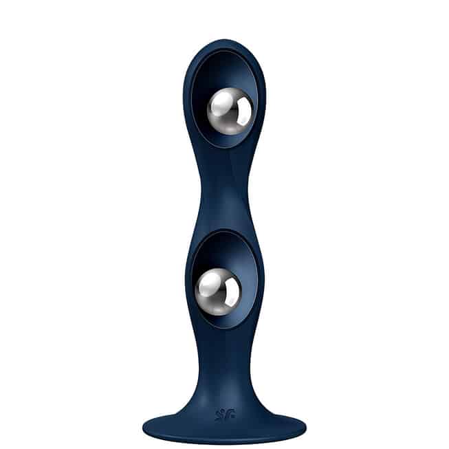 Falo Satisfyer Double Ball-R xanh silicone lắc cân bằng