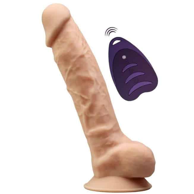 SilexD Dildo 20cm Da Thịt Rung Remote Xoay Thực Tế