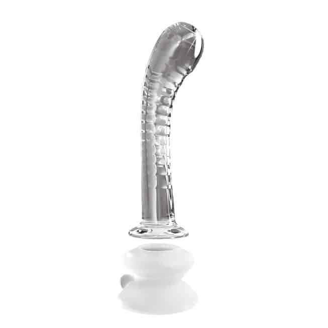 Pipedream Icicles Dildo 18cm kính hút đáy uốn cong