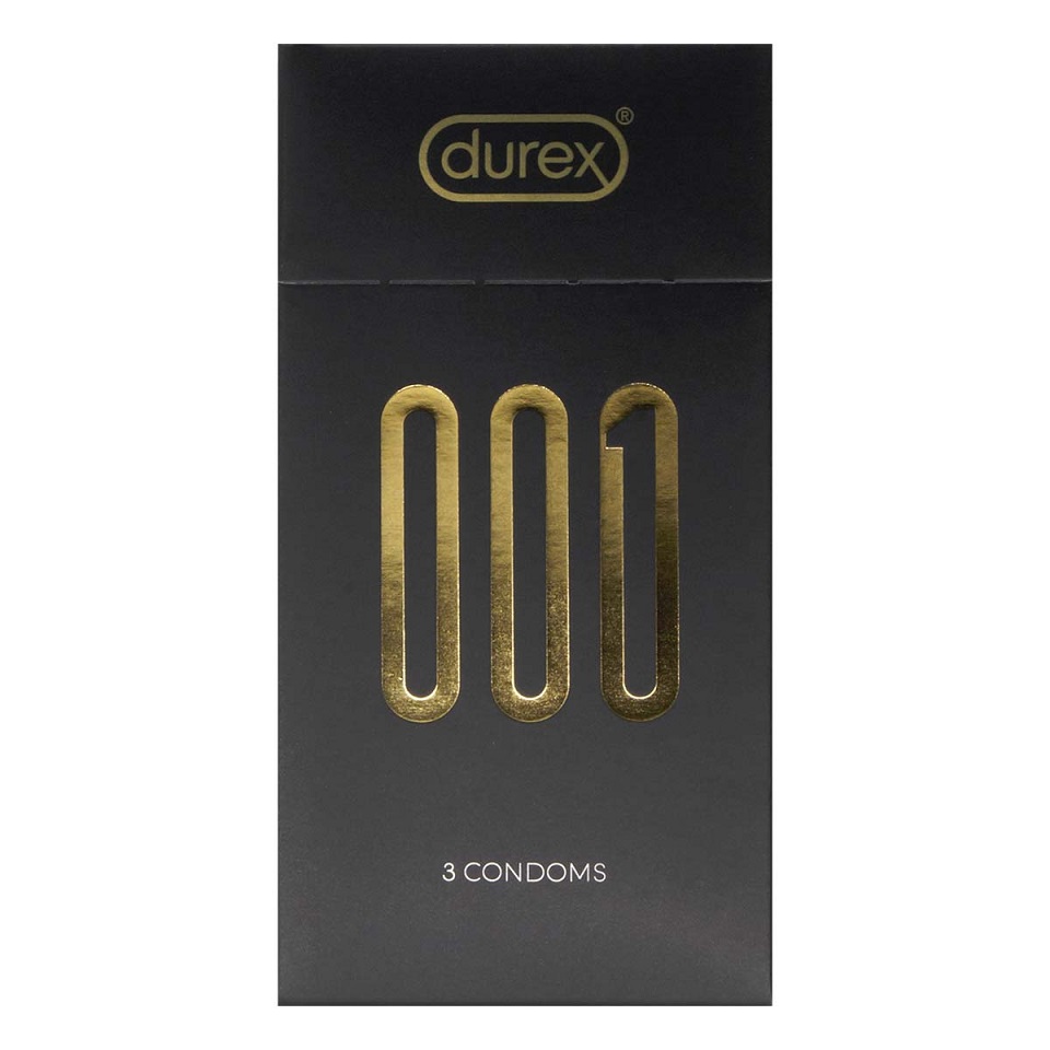 Durex 001 PU Bao Cao Su 3pcs Mỏng Siêu Cảm Nhạy