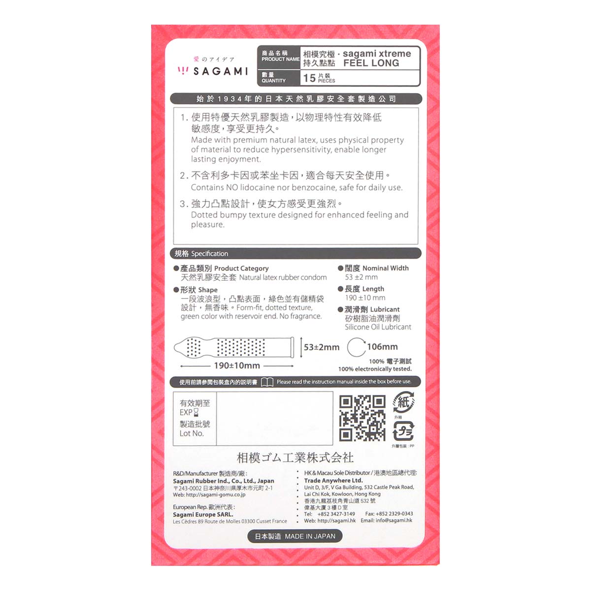 Sagami Siêu Bền Điểm 15 Miếng Xanh Lâu Trôi