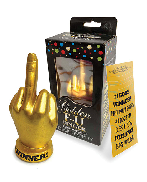 Golden F-U Finger Trophy 15cm cúp mạ vàng troll hài hước 