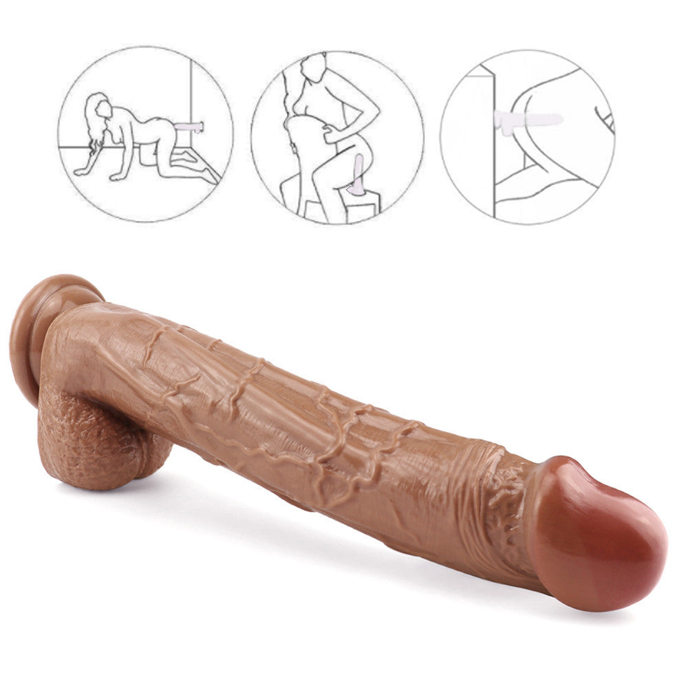 Dildo Đầu Lớn Nâu 12 Inch Sâu Siêu Lớn Khoái Lạc