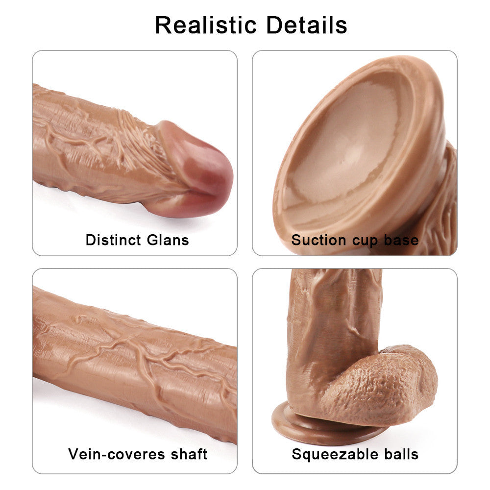 Dildo Đầu Lớn Nâu 12 Inch Sâu Siêu Lớn Khoái Lạc