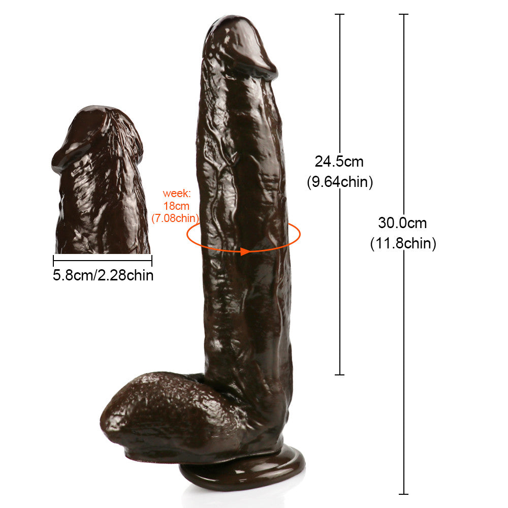Dildo realistic 11 inch dày nâu thỏa mãn sâu sắc chân thực