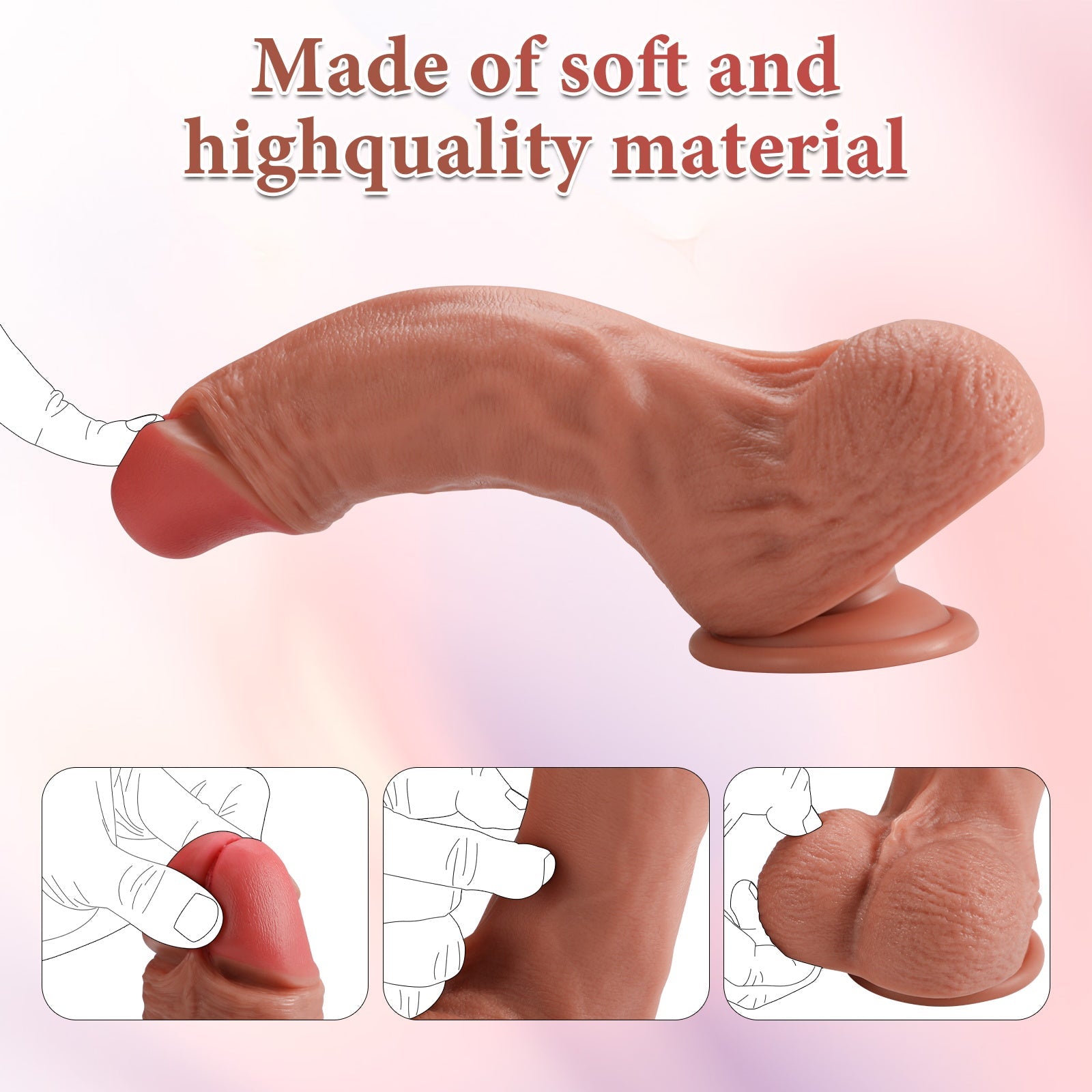 Dildo Yunman 20cm Á Đông Mỏng Mịn Bám Chân Không