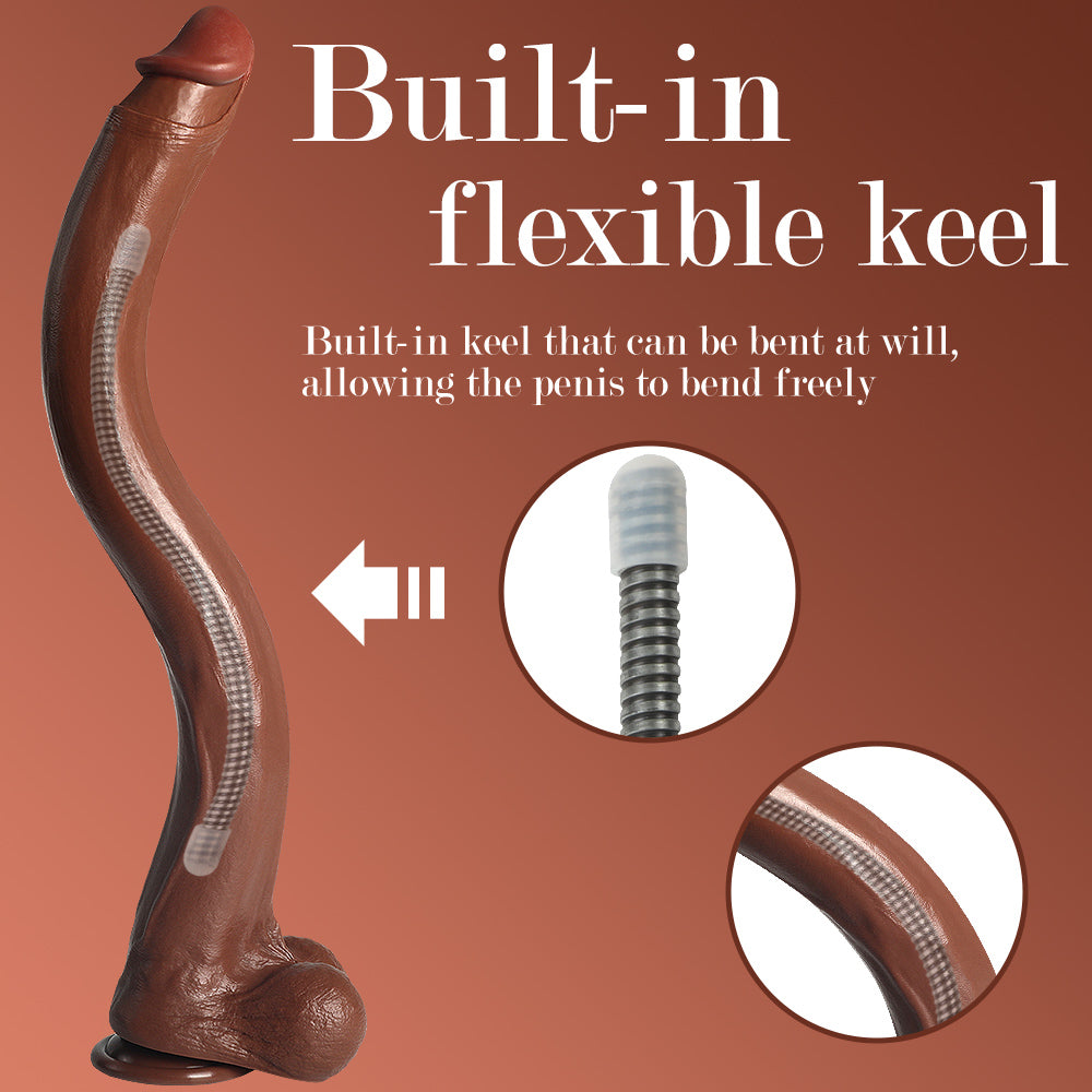 Dildo 22 Inch Nâu Uốn Ống Hút Siêu Mạnh Dài[dochoius] 