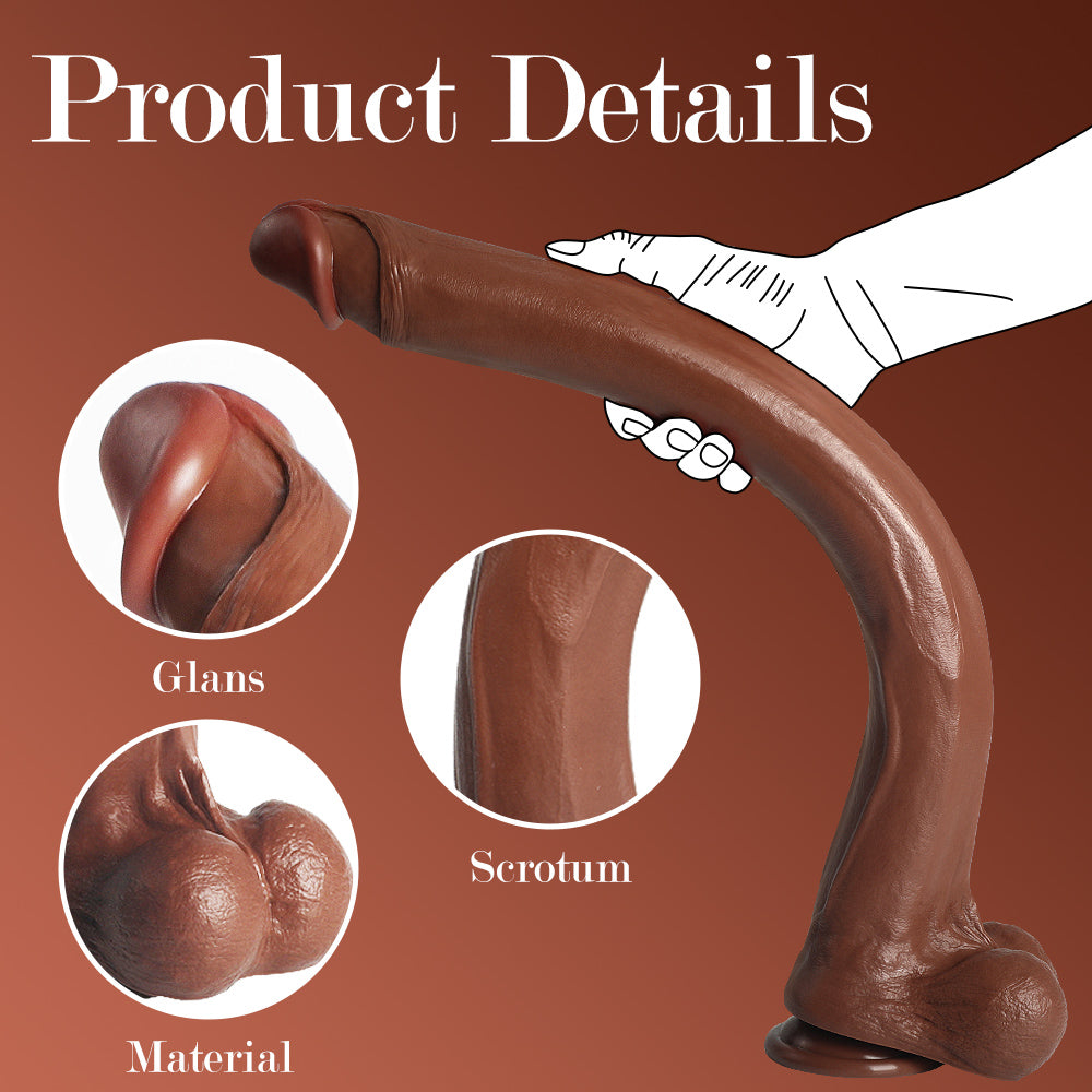 Dildo 22 Inch Nâu Uốn Ống Hút Siêu Mạnh Dài[dochoius] 
