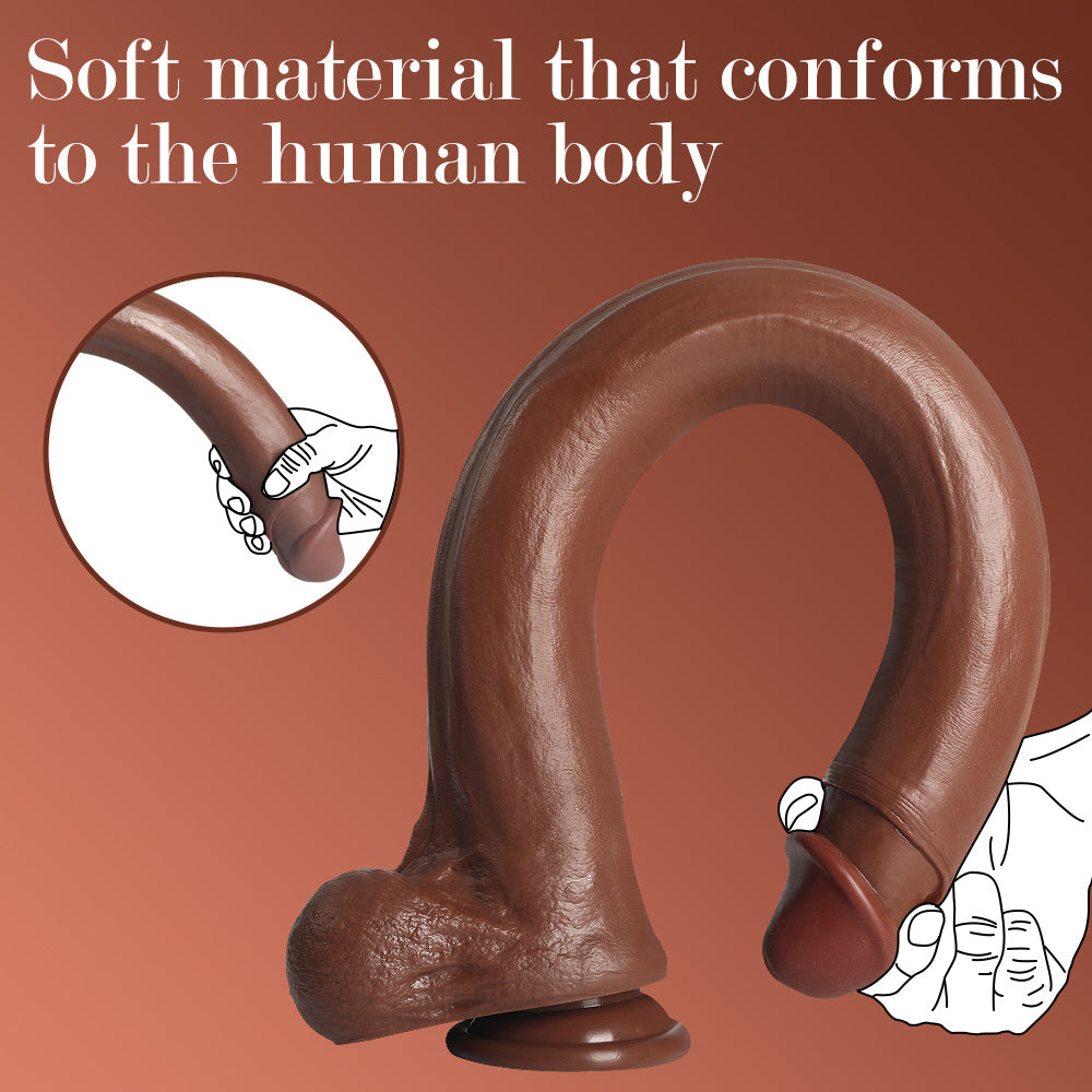 Dildo 22 Inch Nâu Uốn Ống Hút Siêu Mạnh Dài[dochoius]​