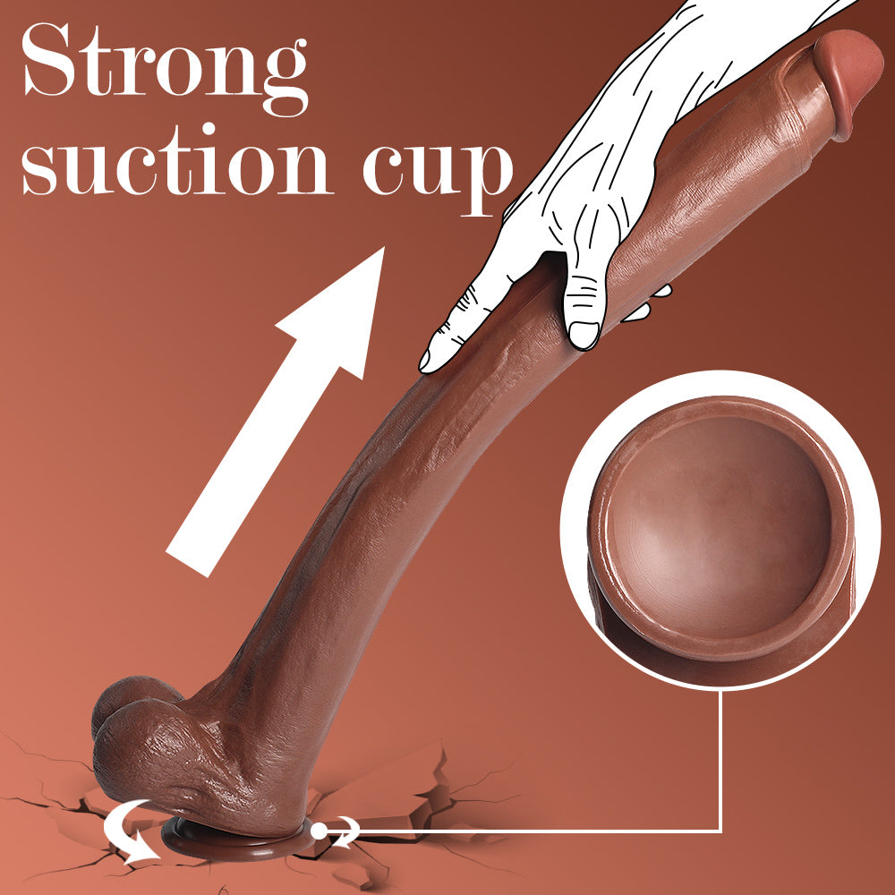 Dildo 22 Inch Nâu Uốn Ống Hút Siêu Mạnh Dài[dochoius]​