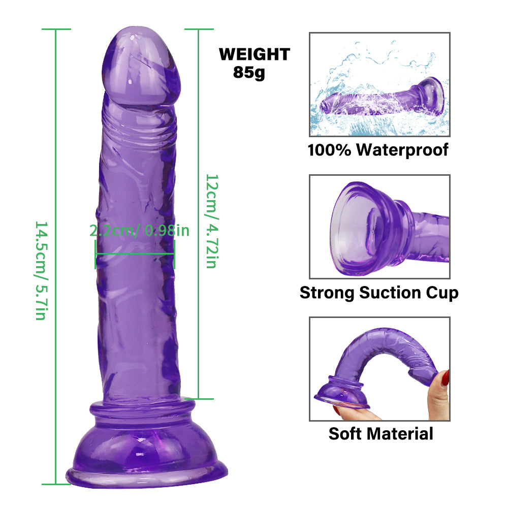 Dildo Beginner Jelly Tím 12cm Dễ Dùng Sâu[luxurytoy]​