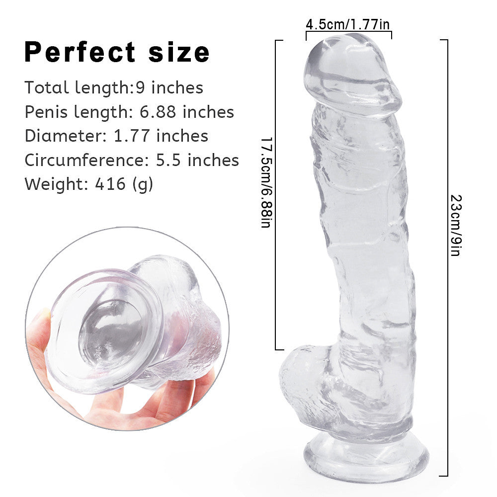 Jelly Dildo 9Inch Đầu To Gân Kháng Cự Mạnh