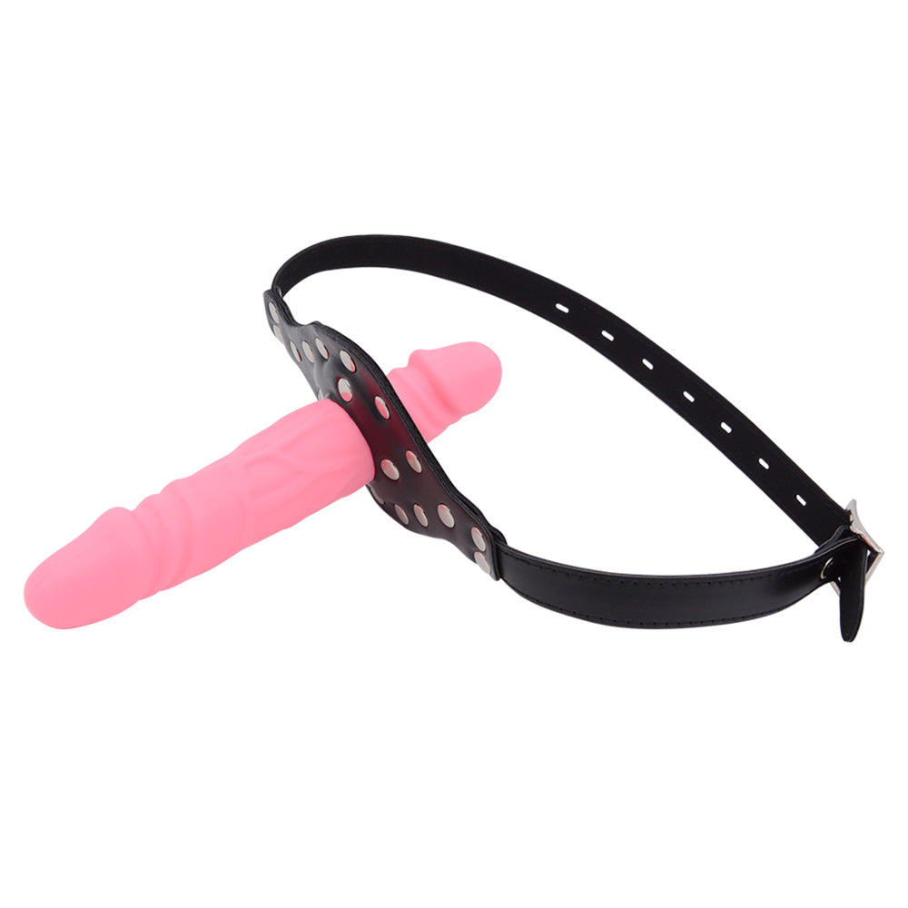 Gag Strap-On Pink Femdom Dildo Mặt BDSM Thống Trị Hấp Dẫn