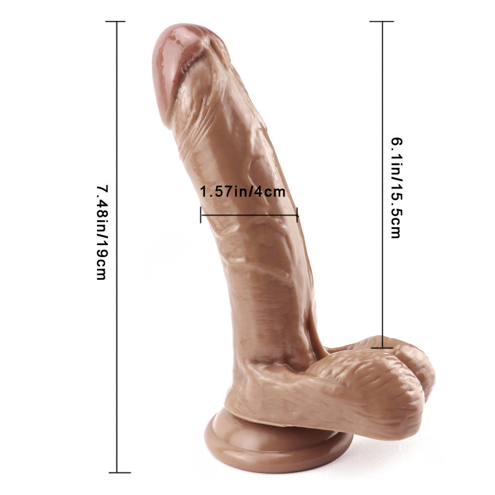 Dildo Nâu 19cm Siêu Thực PVC 4cm Đỉnh Cao