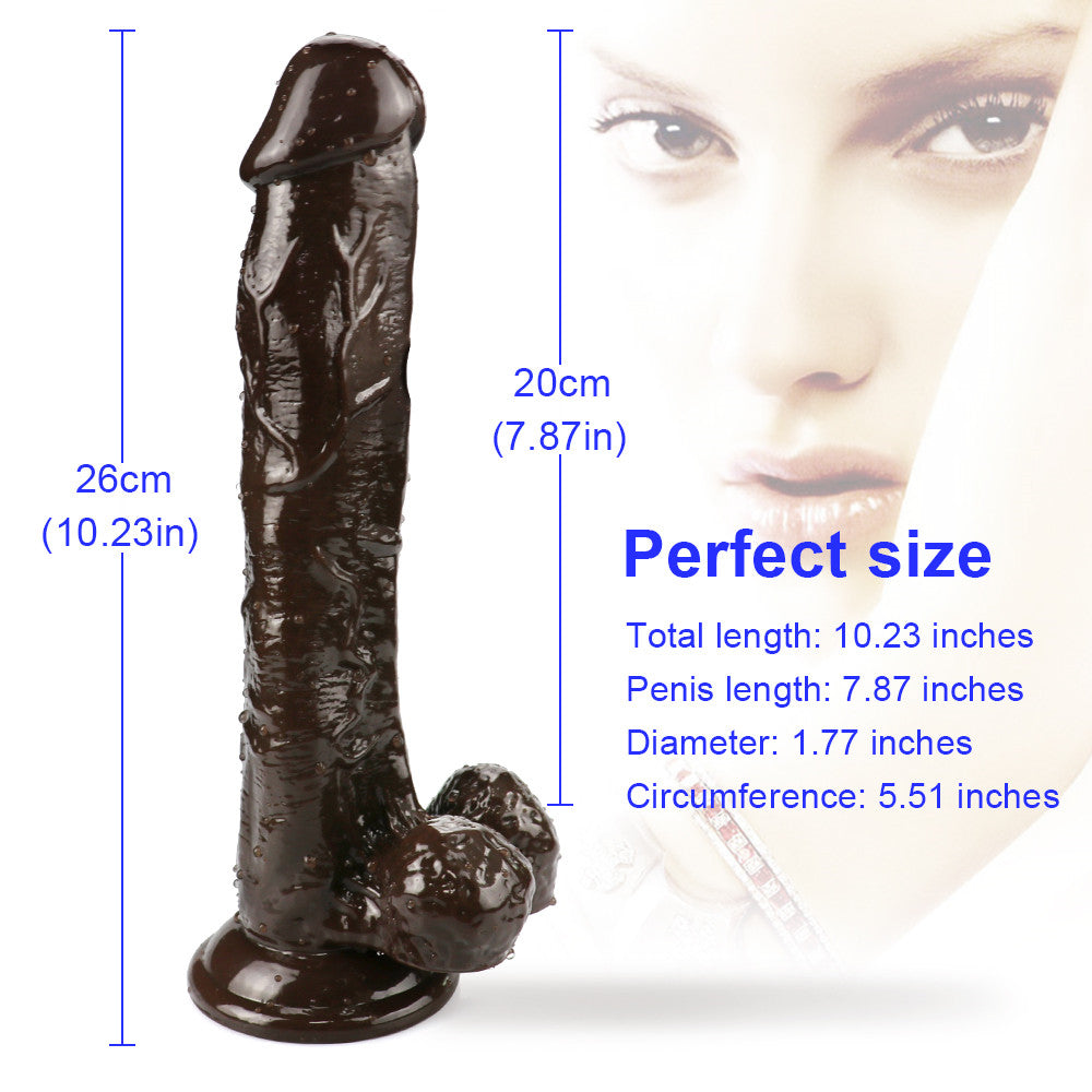 Dildo PVC 26cm Cà Phê Hút Tường Siêu Mạnh 4.5cm