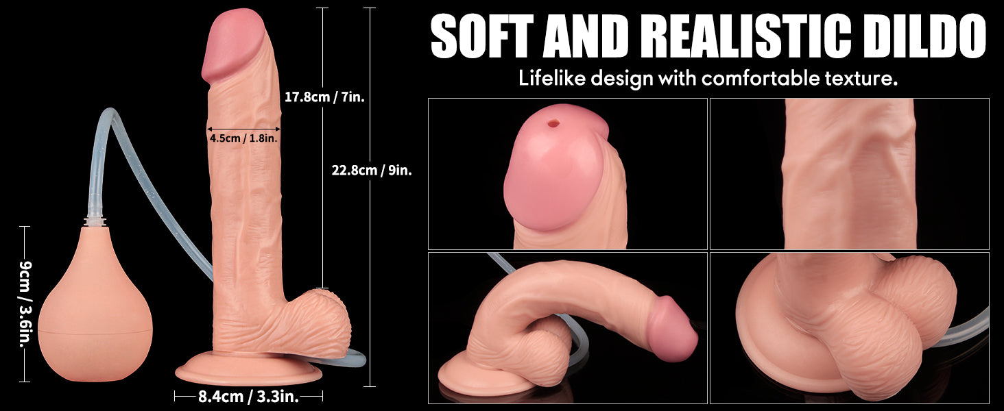 Dildo Thực Tế 25cm Phun Nước Bơm Hậu Đa Năng