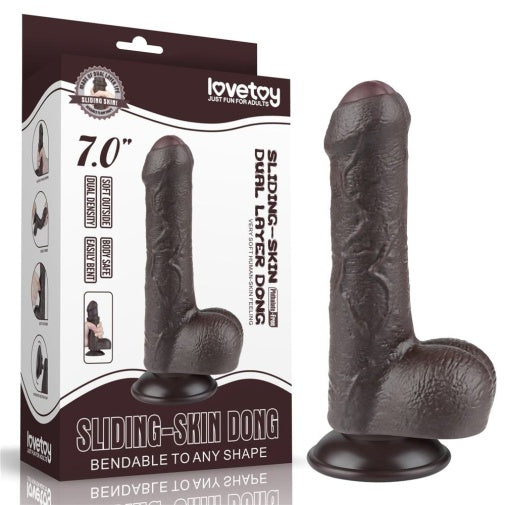 Dildo 7" Đôi Lớp Thực Tế Trượt Mịn Chân Thật