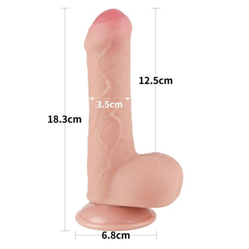 Dildo 7" Đôi Lớp Thực Tế Trượt Mịn Chân Thật