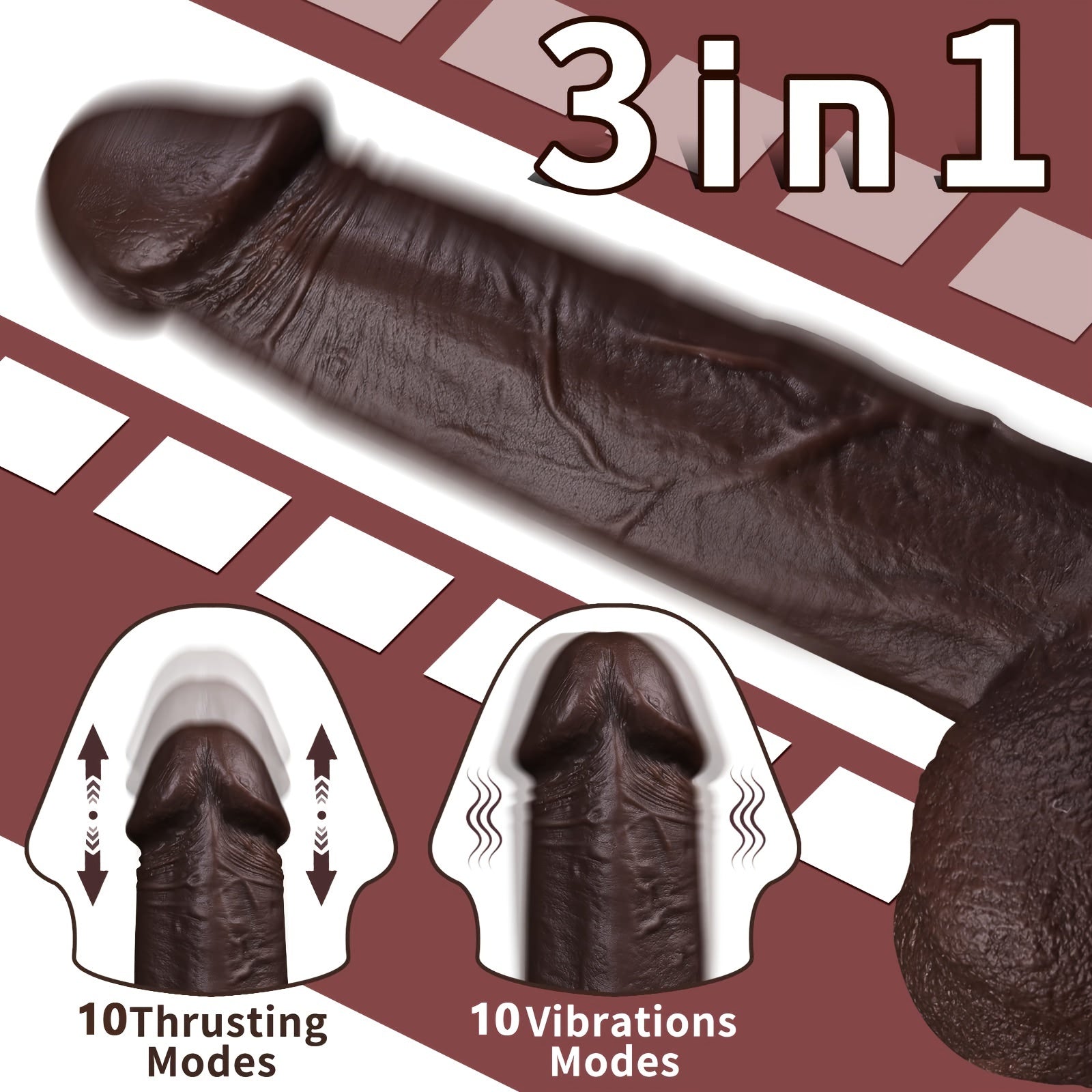 YIQU Dildo 22cm Đẩy 10 Mode Siêu Mạnh Thỏa Lạc