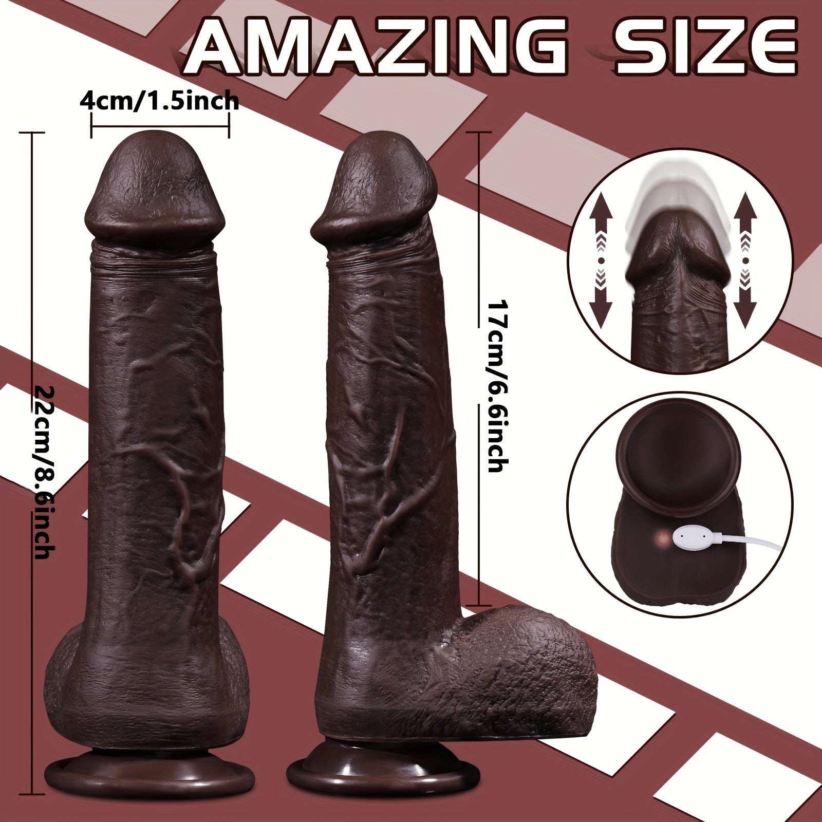 YIQU Dildo 22cm Đẩy 10 Mode Siêu Mạnh Thỏa Lạc
