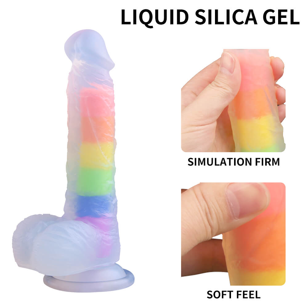 Yeain Dildo Cầu Vồng Silicone Lớn Rực Rỡ Thực Tế