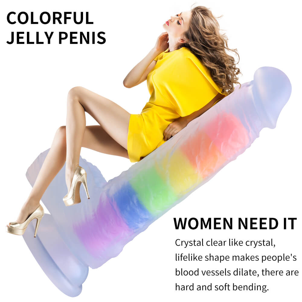 Yeain Dildo Cầu Vồng Lớn Silicone Rực Rỡ