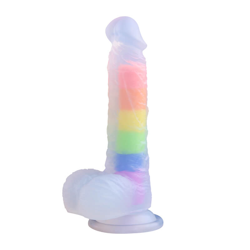 Yeain dildo cầu vồng silicon lớn thực tế rực rỡ