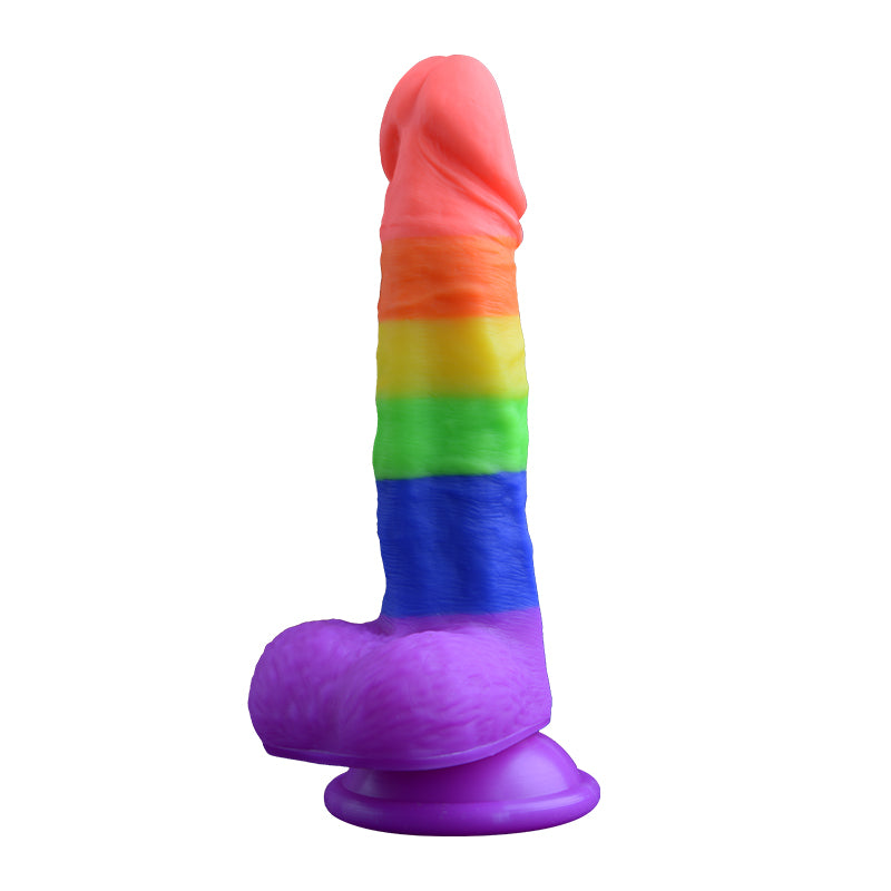 Yeain dildo cầu vồng silicon lớn thực tế rực rỡ