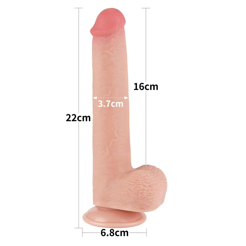 Dildo 9 Inch Da Trượt Đôi Bóng Thật Mật Độ Cao