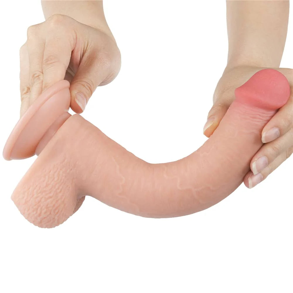 Dildo 9 Inch Da Trượt Đôi Bóng Thật Mật Độ Cao