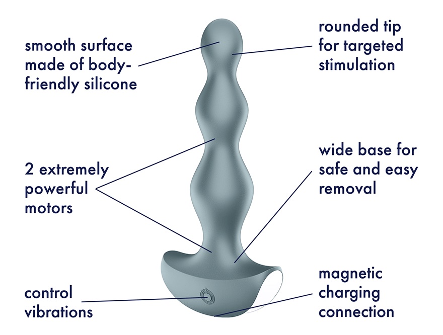 Satisfyer Lolli Plug 2 Xám Rung Nút Đít 14cm