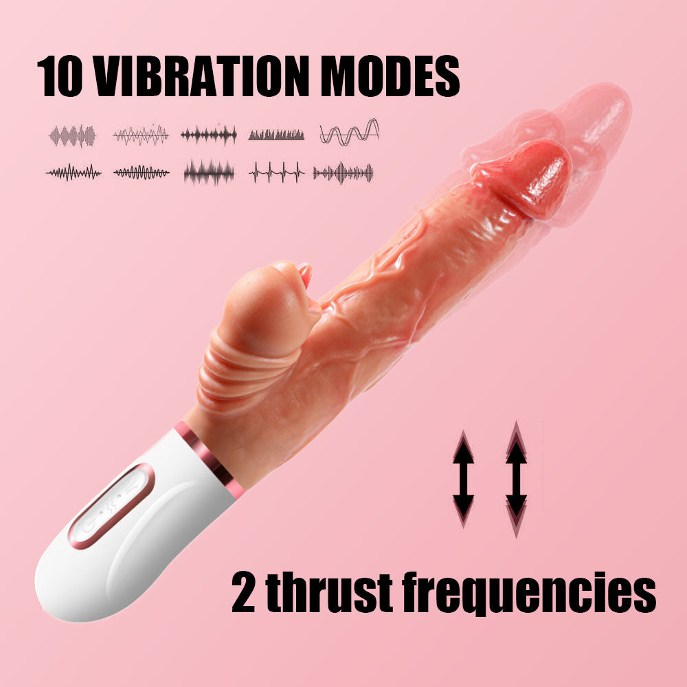 Dildo Tự Động Sưởi Rung Đẩy 26.5cm Thông Minh