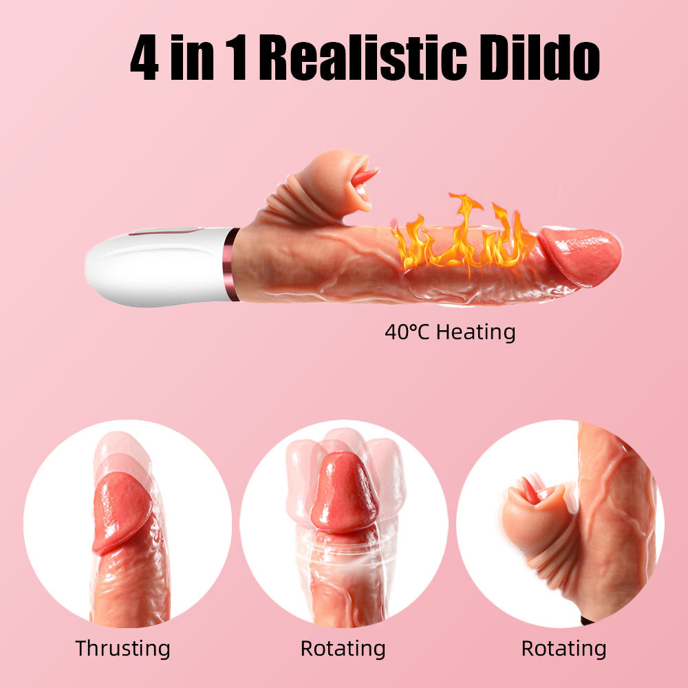 Dildo Tự Động Sưởi Rung Đẩy 26.5cm Thông Minh