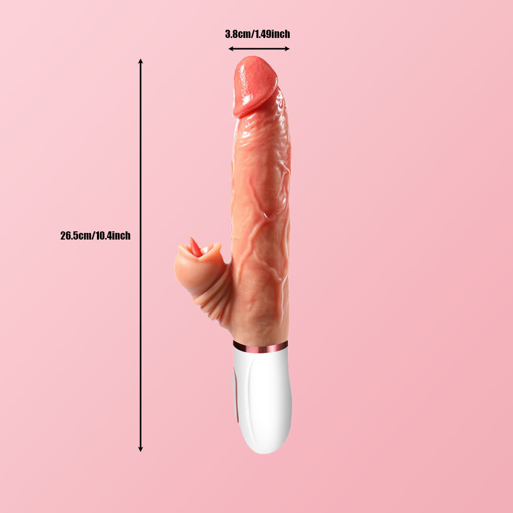 Dildo tự động sưởi rung đẩy thông minh 26.5cm