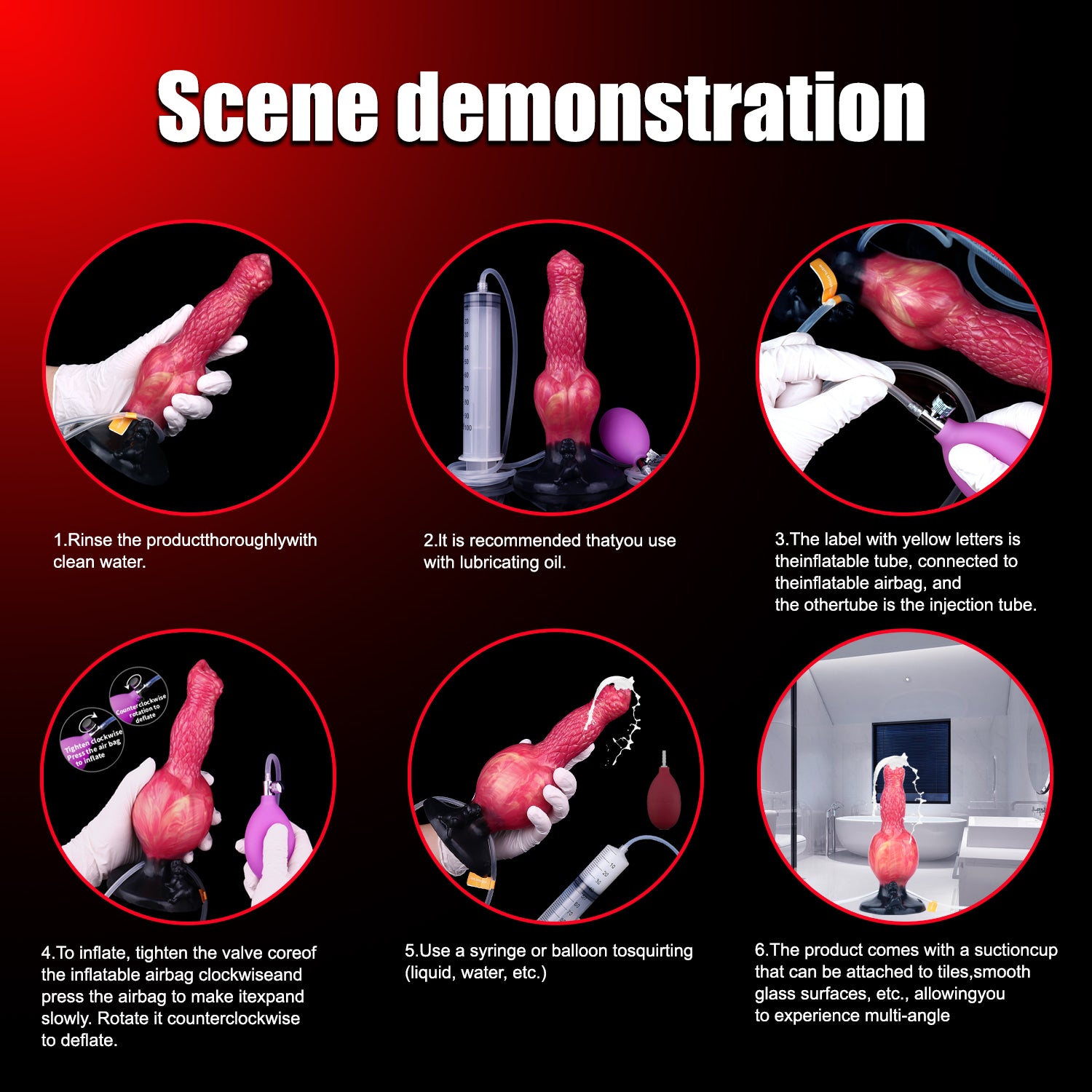 Dog Dildo 8 Inch Đỏ Phồng Bơm Tinh Thú Siêu Thực Tế