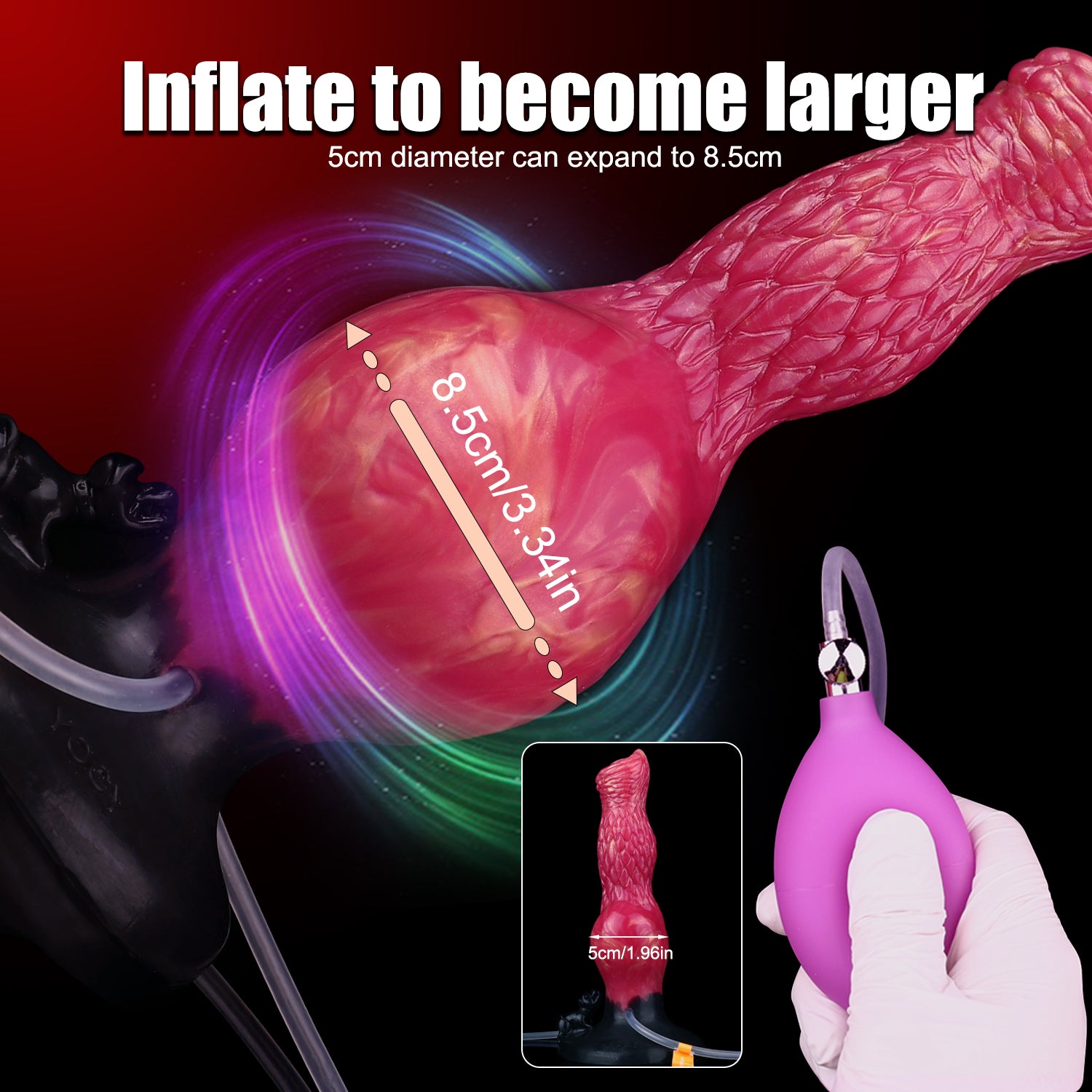 Dog Dildo 8 Inch Đỏ Phồng Bơm Tinh Thú Siêu Thực Tế