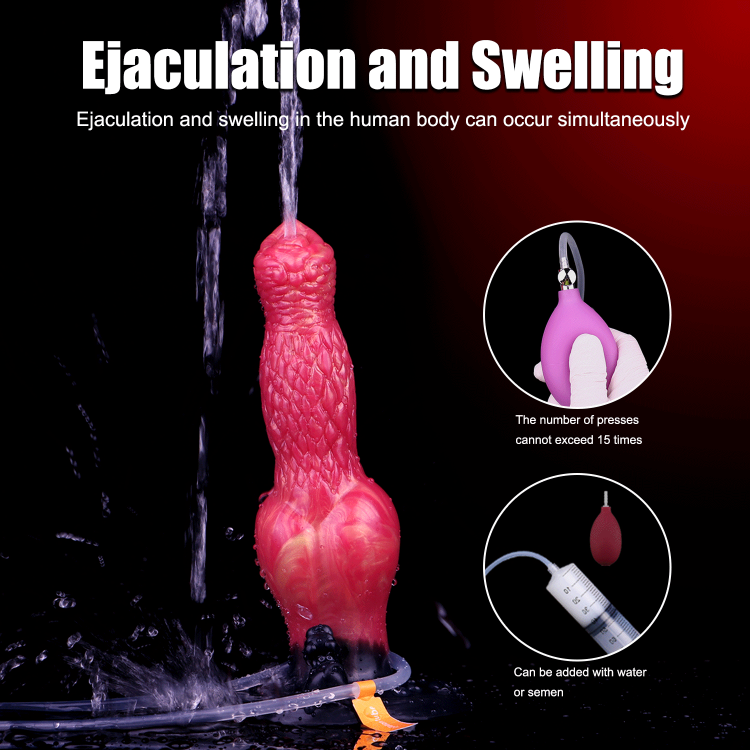 Dog Dildo 8 Inch Đỏ Phồng Bơm Tinh Thú Siêu Thực Tế