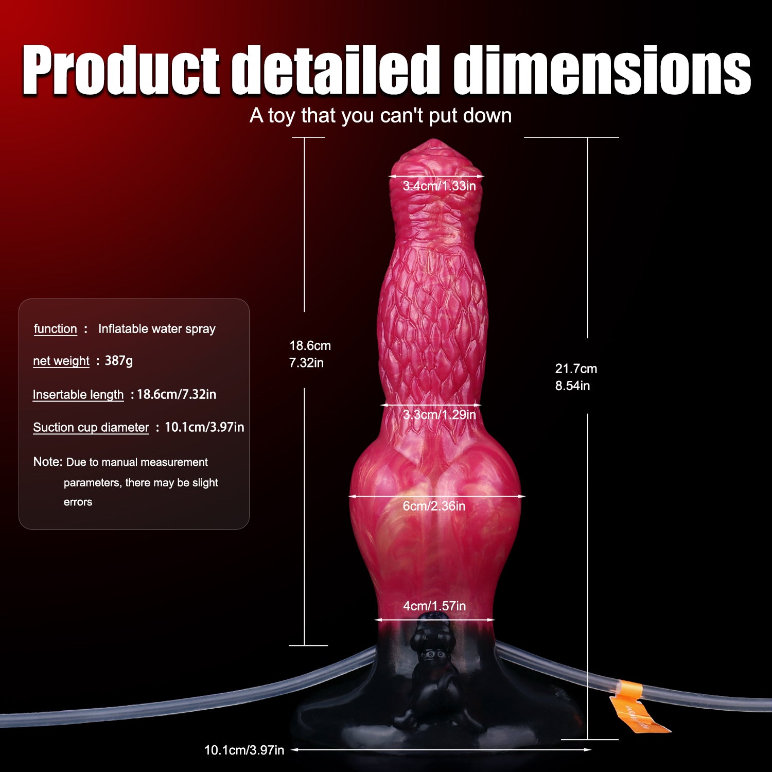 Dog Dildo 8 Inch Đỏ Phồng Bơm Tinh Thú Siêu Thực Tế