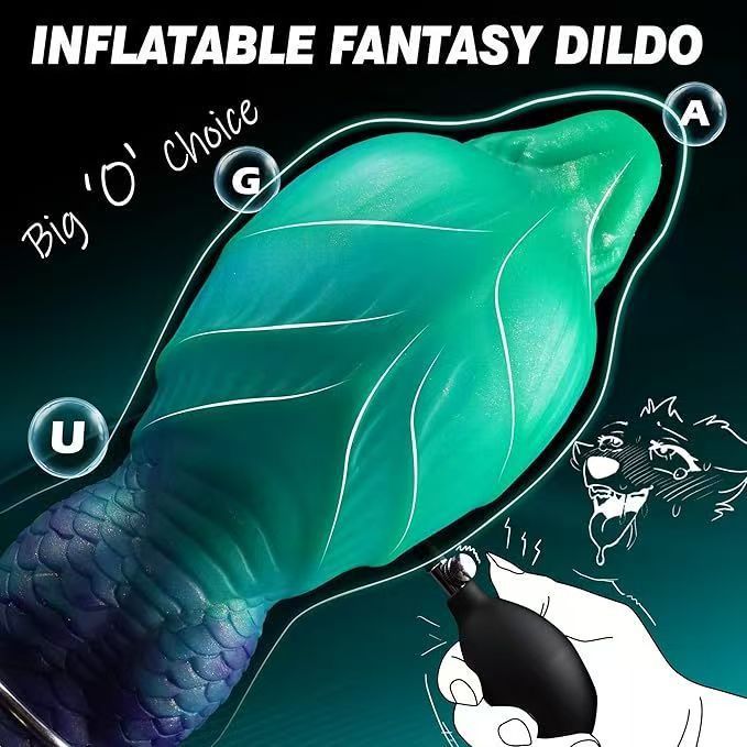 Dildo Dragon Thick Knot Xanh Phồng Lớn Monster Kỳ Ảo