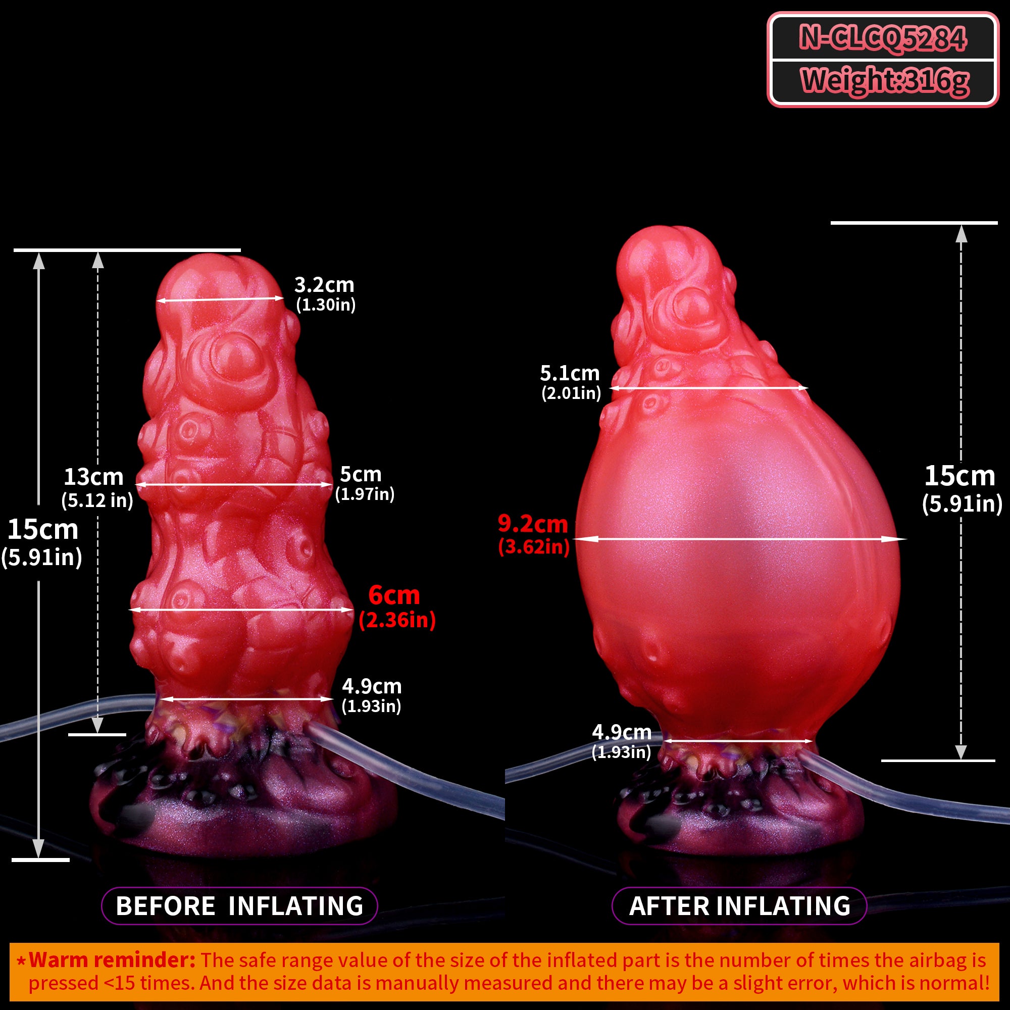 Butt Plug Xúc Tu Đỏ Bơm Phồng Kích Thích Mạnh