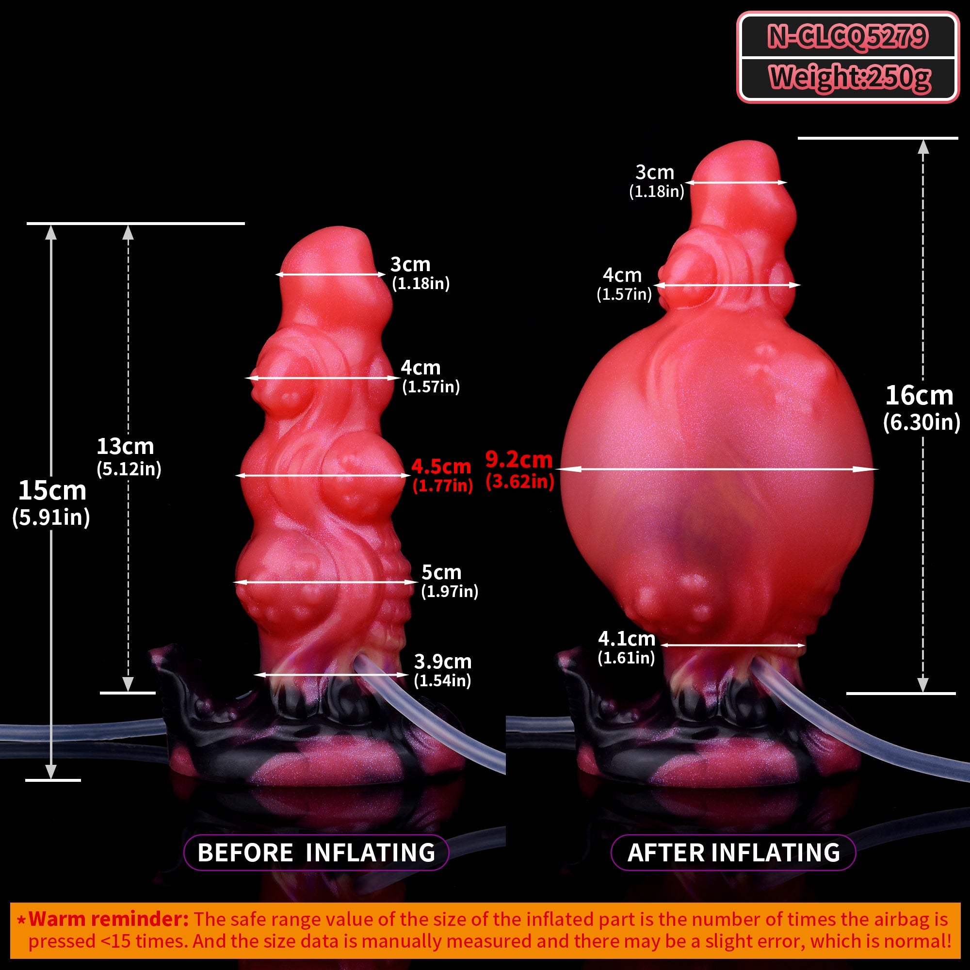 Dildo Quái Phồng 15cm Gân Đỏ Nút Lạ Siêu Khủng Khiếp