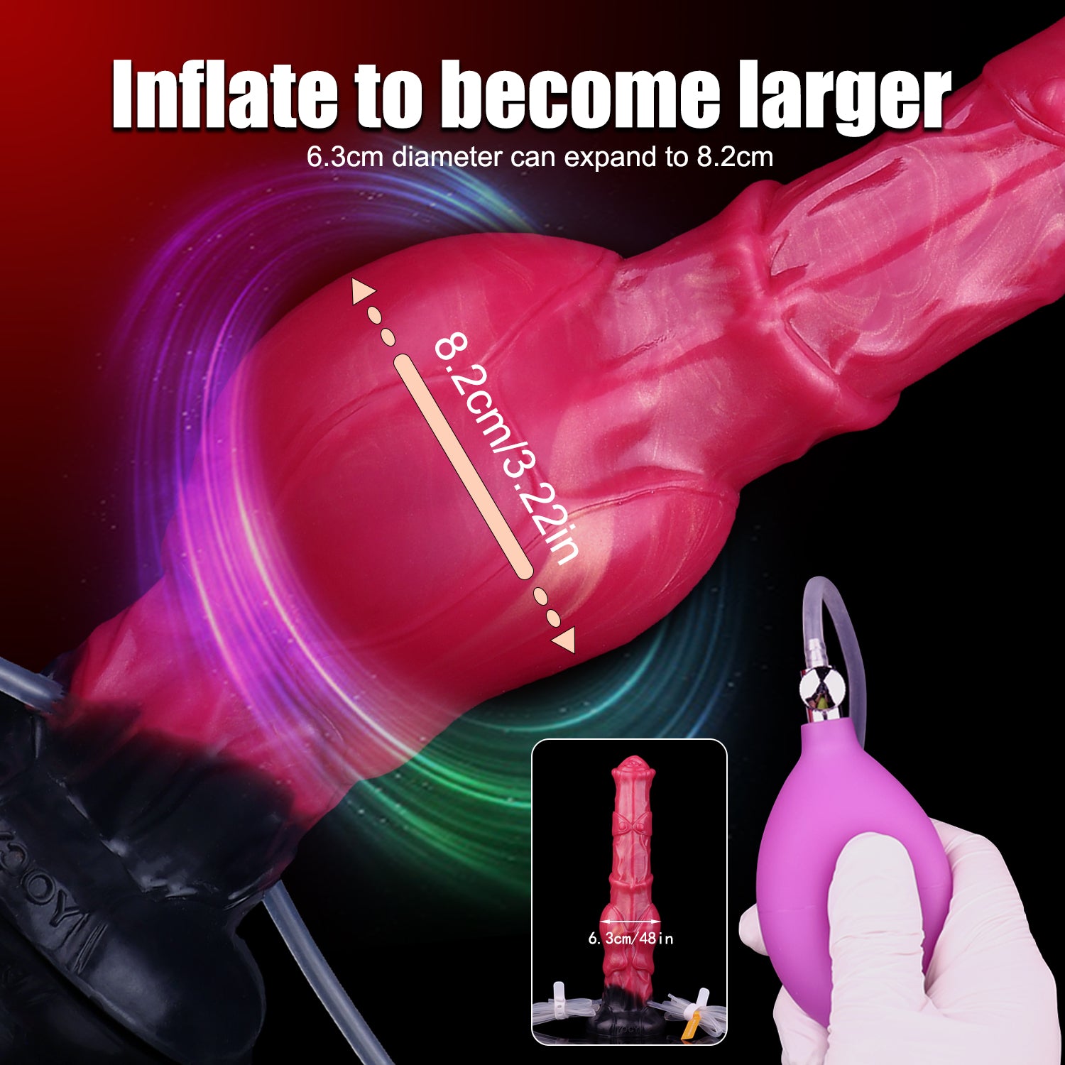 Horse Dildo 11 Inch Đỏ Phun Bơm Kỳ Ảo Hùng Vĩ