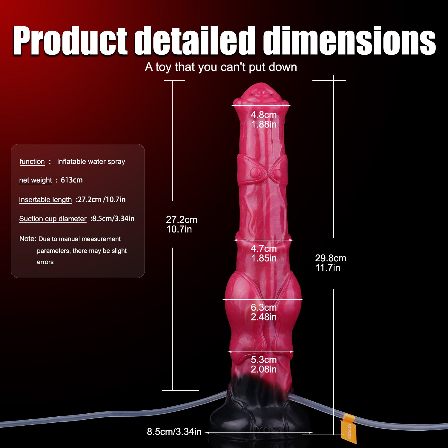 Horse Dildo 11 Inch Đỏ Phun Bơm Kỳ Ảo Hùng Vĩ