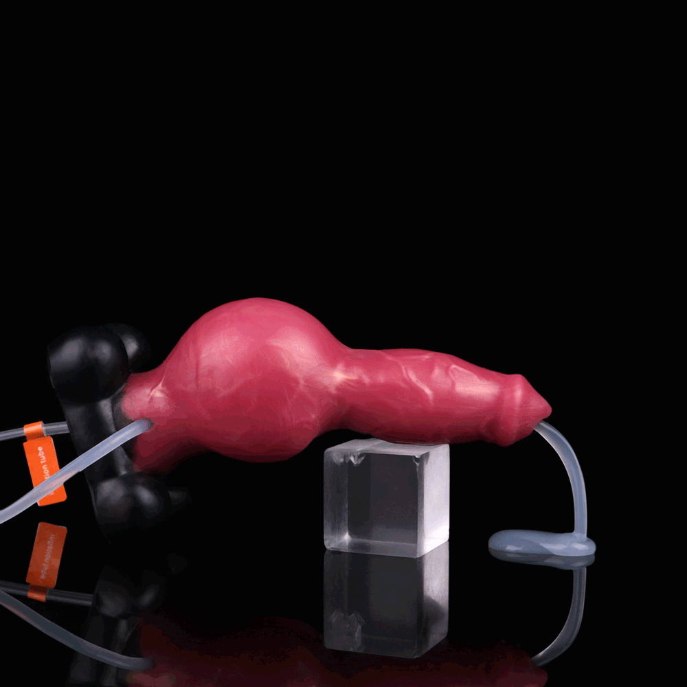 Dog Dildo Đỏ 7 Inch Phun Nước Bơm Thực Tế Siêu Dài