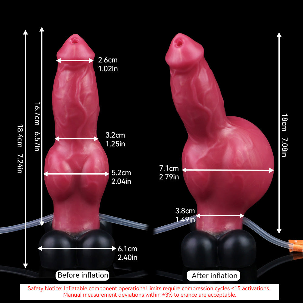 Dog Dildo Đỏ 7 Inch Phun Nước Bơm Thực Tế Siêu Dài