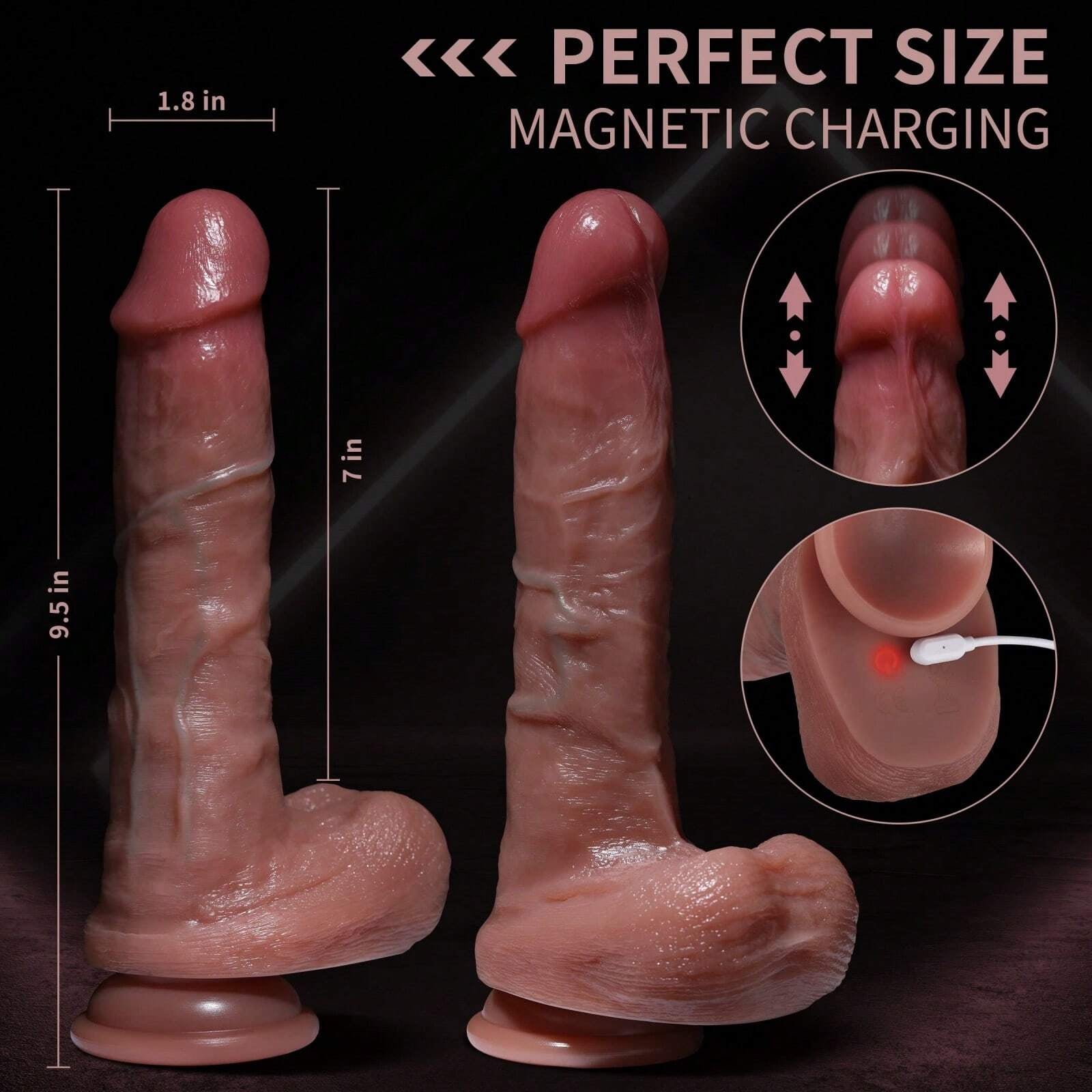 Dildo 3in1 Rung Đẩy 23cm 5 Chế Độ Cực Khoái