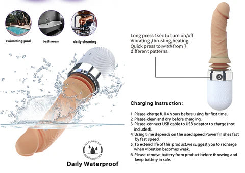 Dildo Telescopic Di Động Kéo Dãn Yên Tĩnh Tự Động Mãnh Liệt