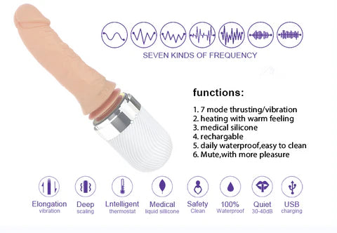 Dildo Telescopic Di Động Kéo Dãn Yên Tĩnh Tự Động Mãnh Liệt