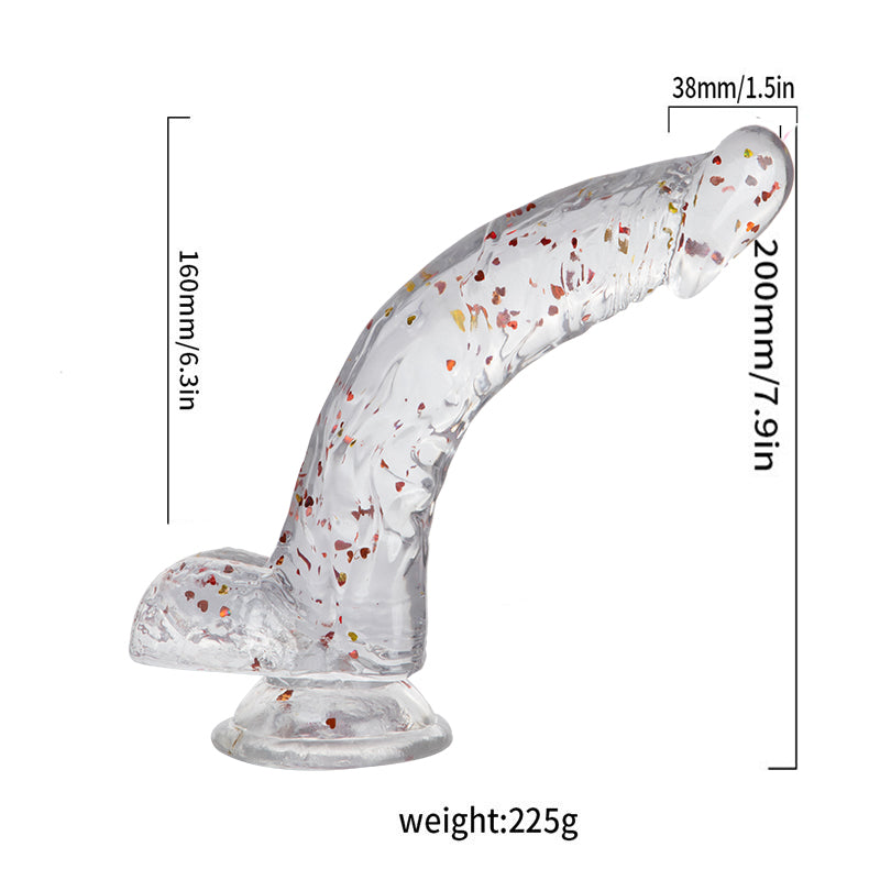 Dildo Cong Lấp Lánh 20cm Trong Suốt Kích G-Spot Đỉnh