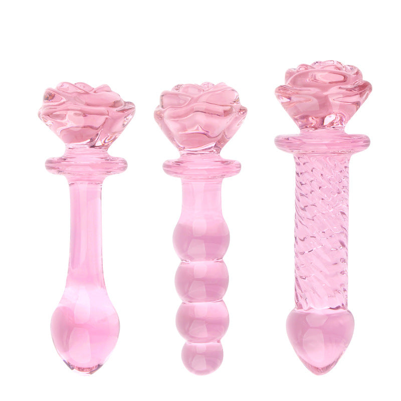 Dildo Glass Pink Rose Beaded 5.6 Inch Hạt Ngọc Đẹp